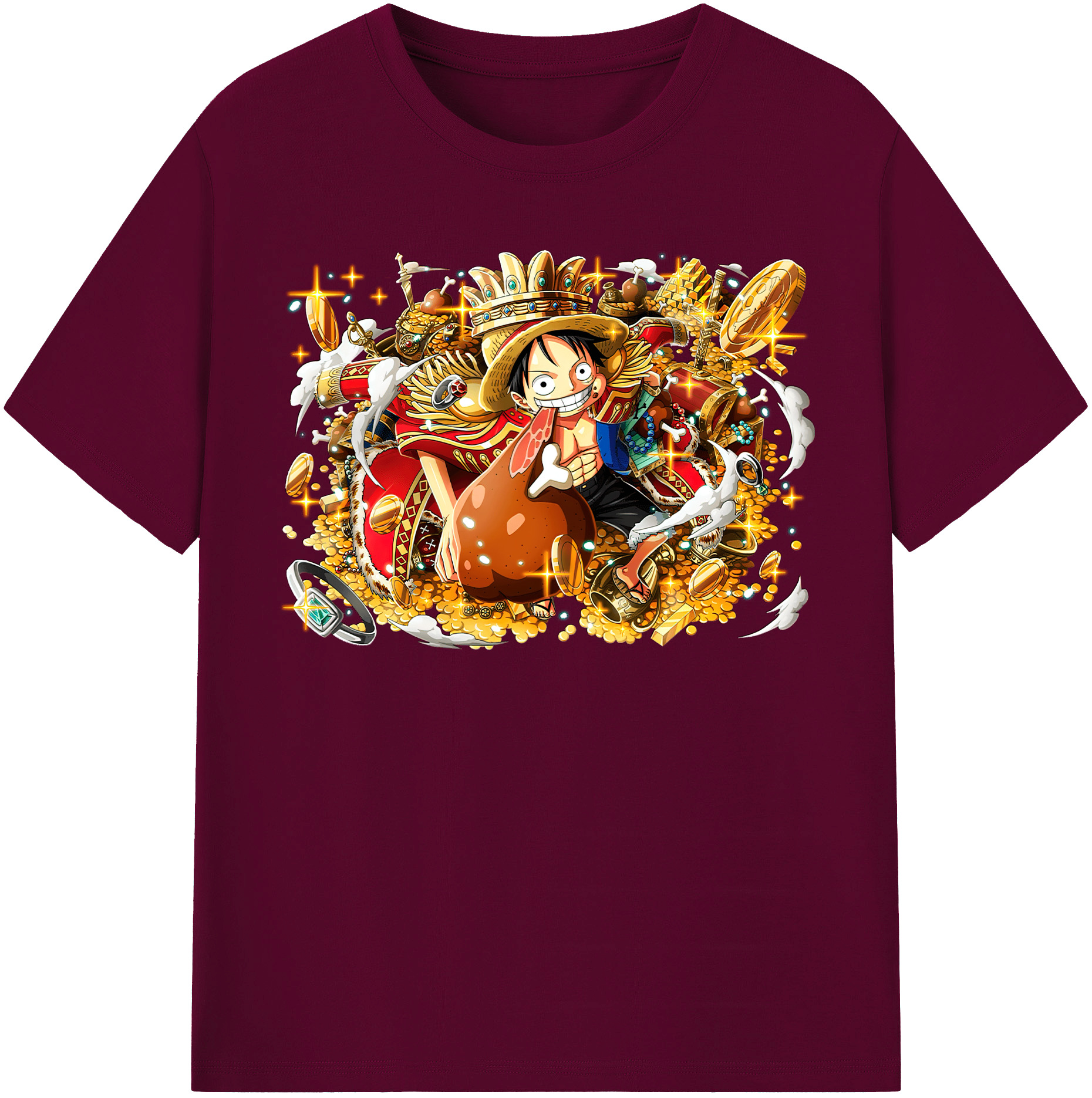 ワンピース モンキー・D・ルフィ ONE PIECE Monkey D. Luffy レディースカジュアルプリントTシャツ（綿100％）
